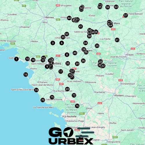 Carte urbex Pays de la Loire 2026 sur smartphone pour explorer Nantes et Angers.