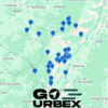 Carte urbex Bas-Rhin sur smartphone affichant 37 points GPS de lieux abandonnés en Alsace.