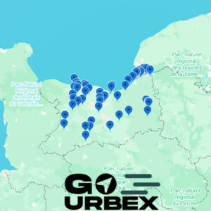 Carte Urbex Calvados 2026 Gourbex Carte urbex Calvados 2026 sur smartphone pour explorer Caen et les plages du débarquement.
