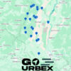 Carte urbex Haut-Rhin sur smartphone affichant 22 points GPS de lieux abandonnés en Alsace.