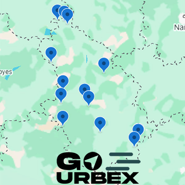 Carte urbex Haute-Marne sur smartphone affichant 14 points GPS de lieux abandonnés.