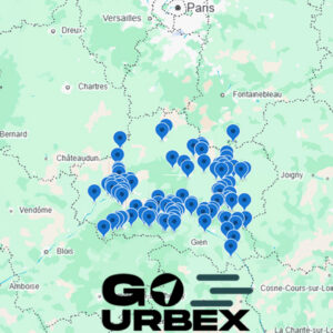 Carte urbex Loiret 2026 sur smartphone montrant plus de 100 points GPS.