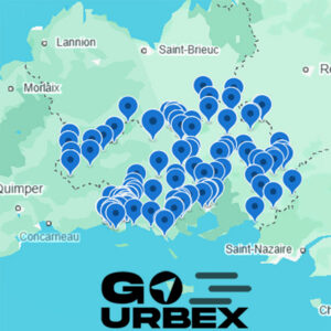 Carte urbex Morbihan sur smartphone affichant 159 points GPS de lieux abandonnés en Bretagne.
