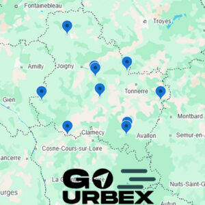 Carte urbex Yonne sur smartphone affichant 11 points GPS de lieux abandonnés en Bourgogne.