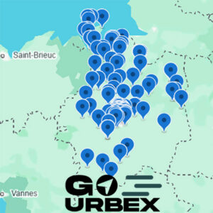 Carte urbex Ille-et-Vilaine sur smartphone affichant 142 points GPS de lieux abandonnés en Bretagne.