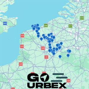Carte urbex Nord sur smartphone affichant 68 points GPS de lieux abandonnés.