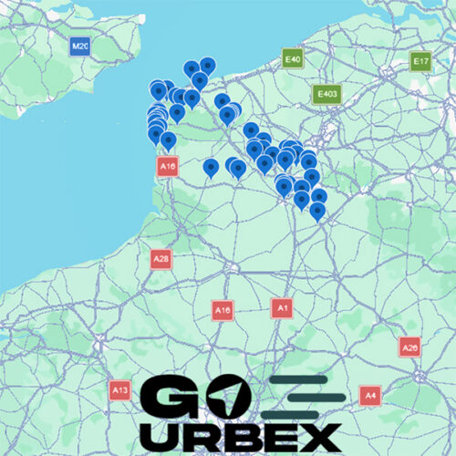Carte urbex Pas-de-Calais sur smartphone affichant 55 points GPS de lieux abandonnés.